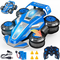 TADOZIC 4WD RC stunt car front view highlighting rugged chassis for indoor and outdoor play