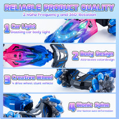 TADOZIC gesture-sensing RC stunt car remote control mode illustrated for precise racing