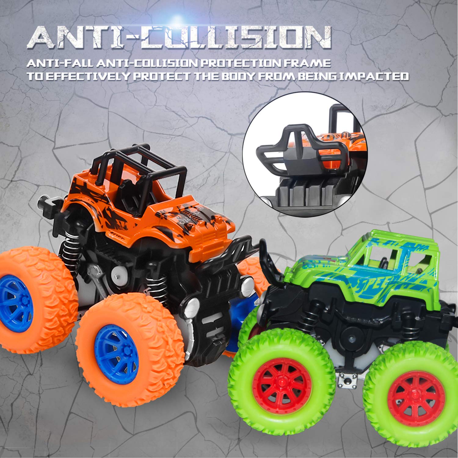 Taessv Monster Truck green action shot for races outdoors.