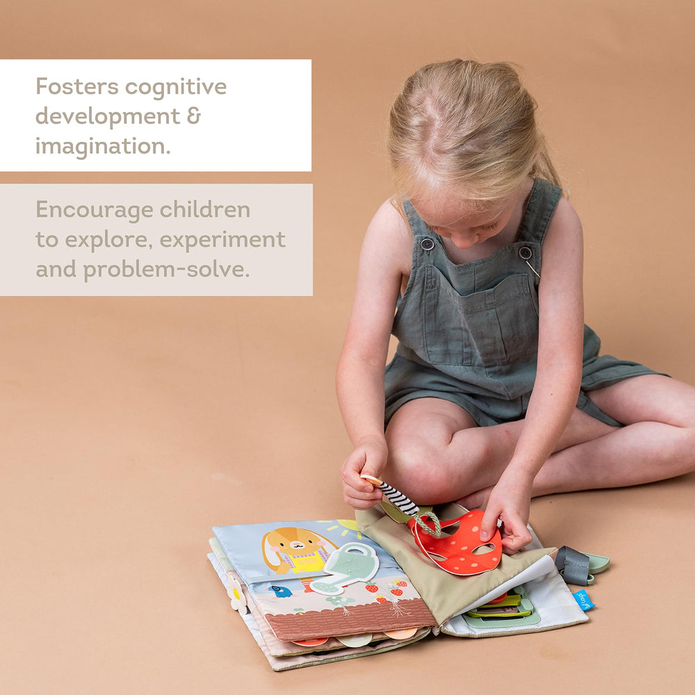 Taf Toys Busy Book fabric pages provide soft, durable play material