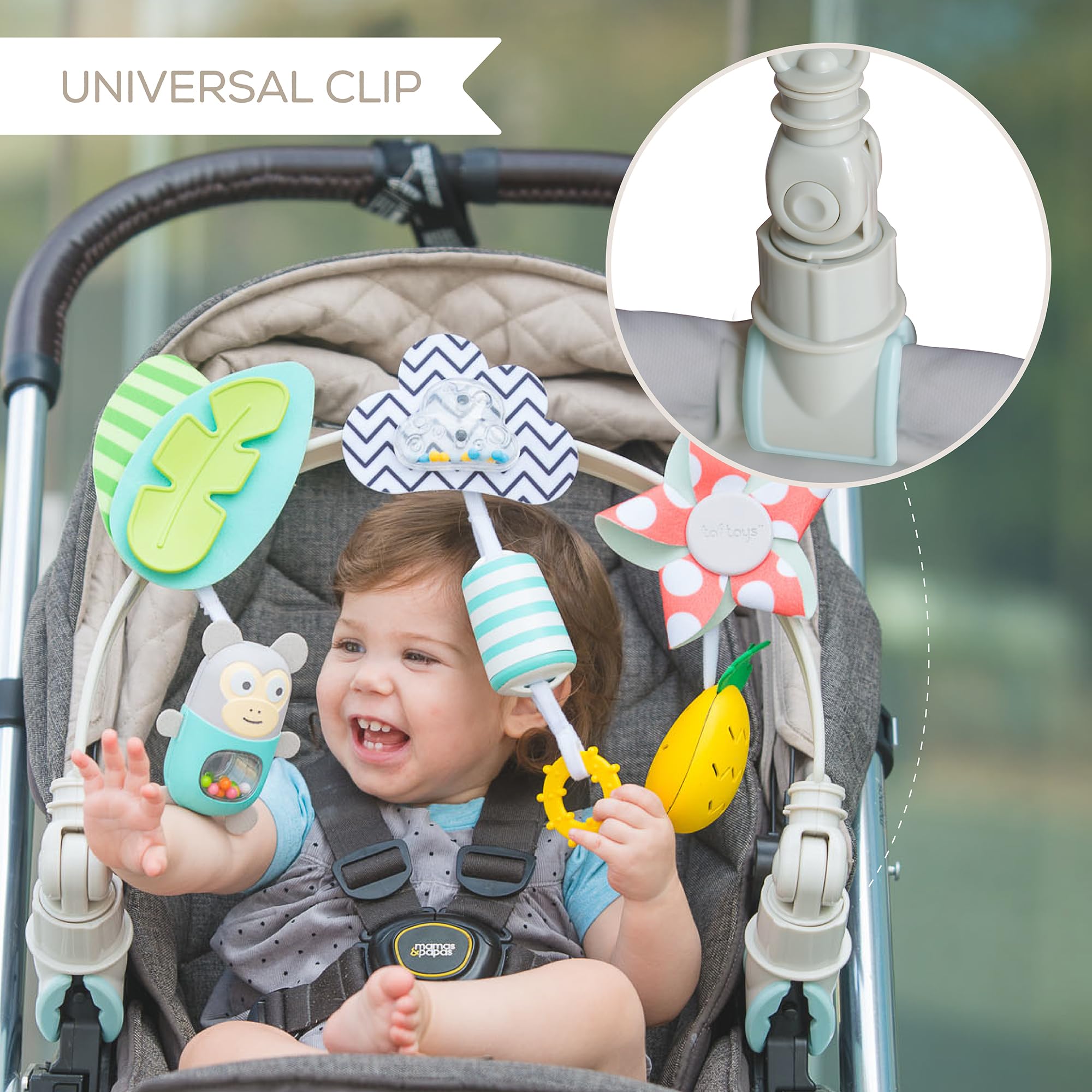 Taf Toys Tropical Arch secure clips ensuring safe attachment