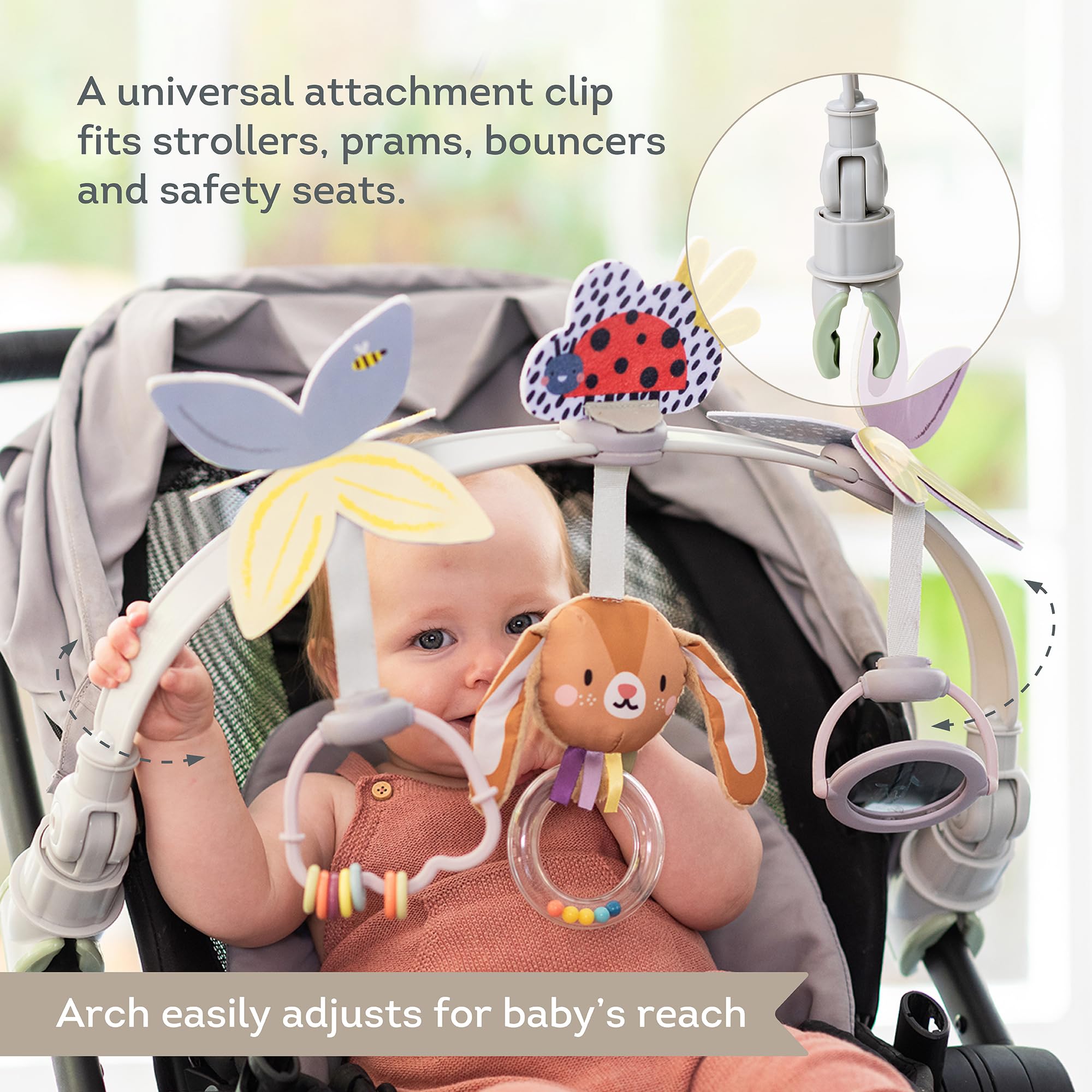 Taf Toys contrast butterflies and bunny textures entice sensory exploration during strolls