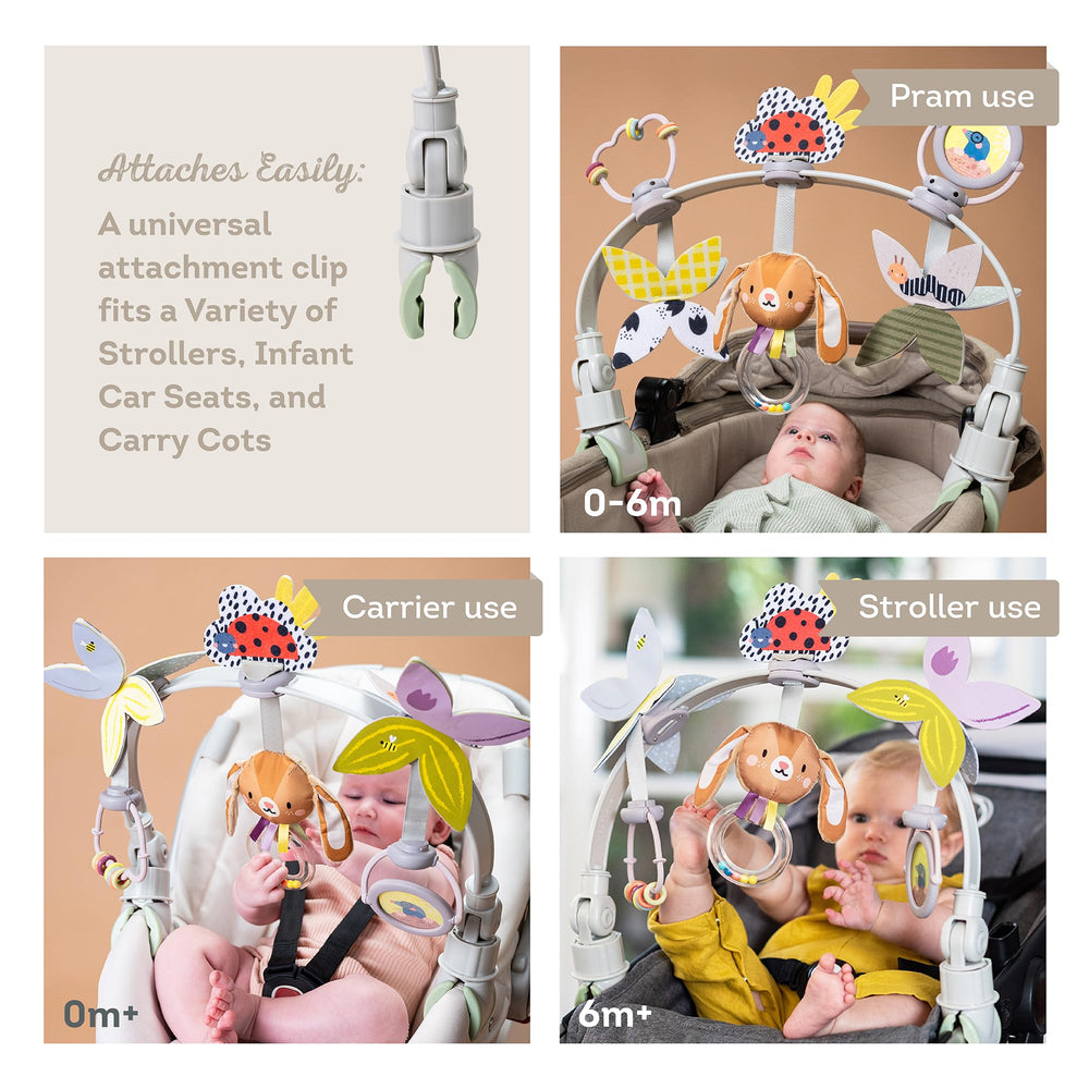 Taf Toys crinkling bunny ears encourage reach and grasp during playtime
