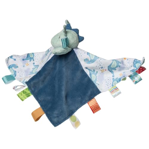 Taggies soft blue fabric squares top enhances tactile exploration during play.