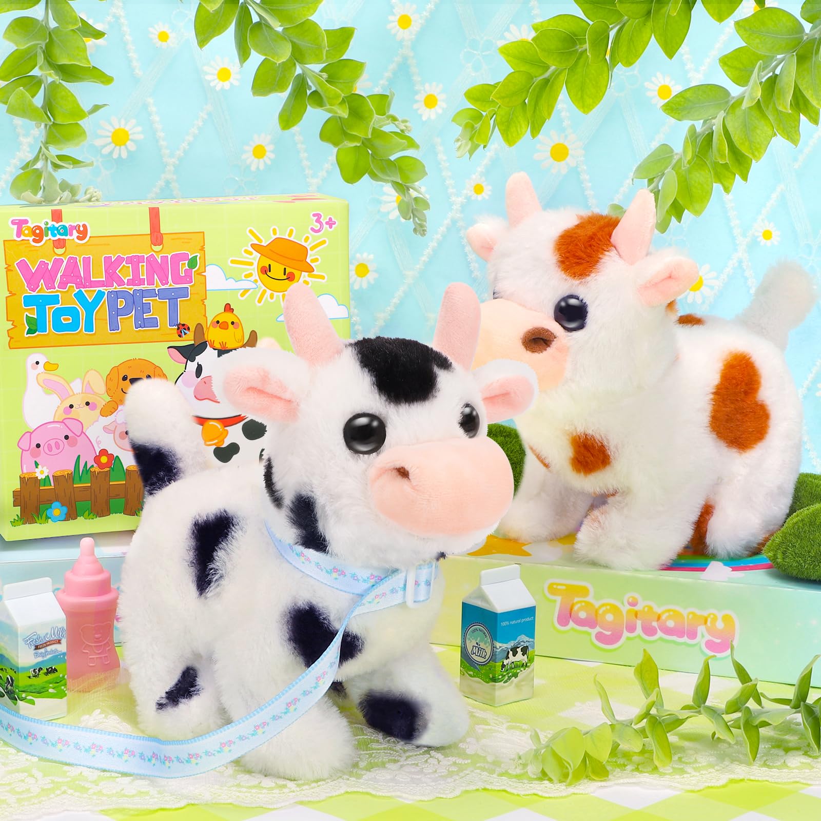 Tagitary cow toy shows tail wag during playtime fun