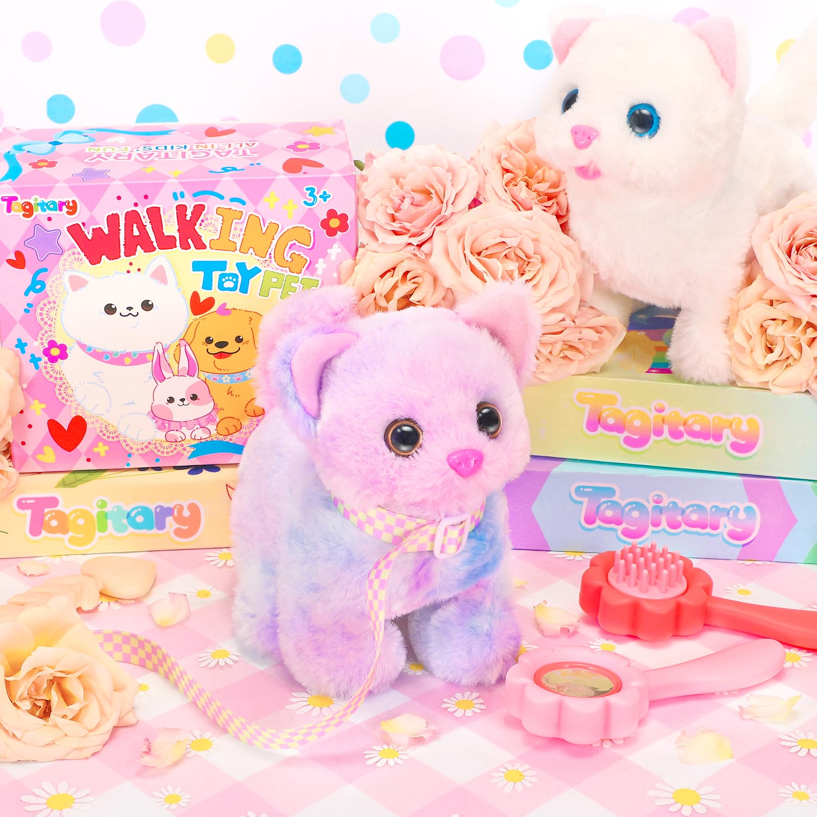 Tagitary plush cat tail wag motion during active play.