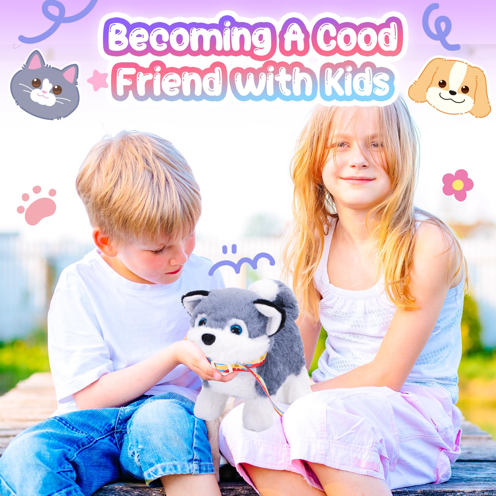 Tagitary plush dog toy features soft plush material safe for children's hands.
