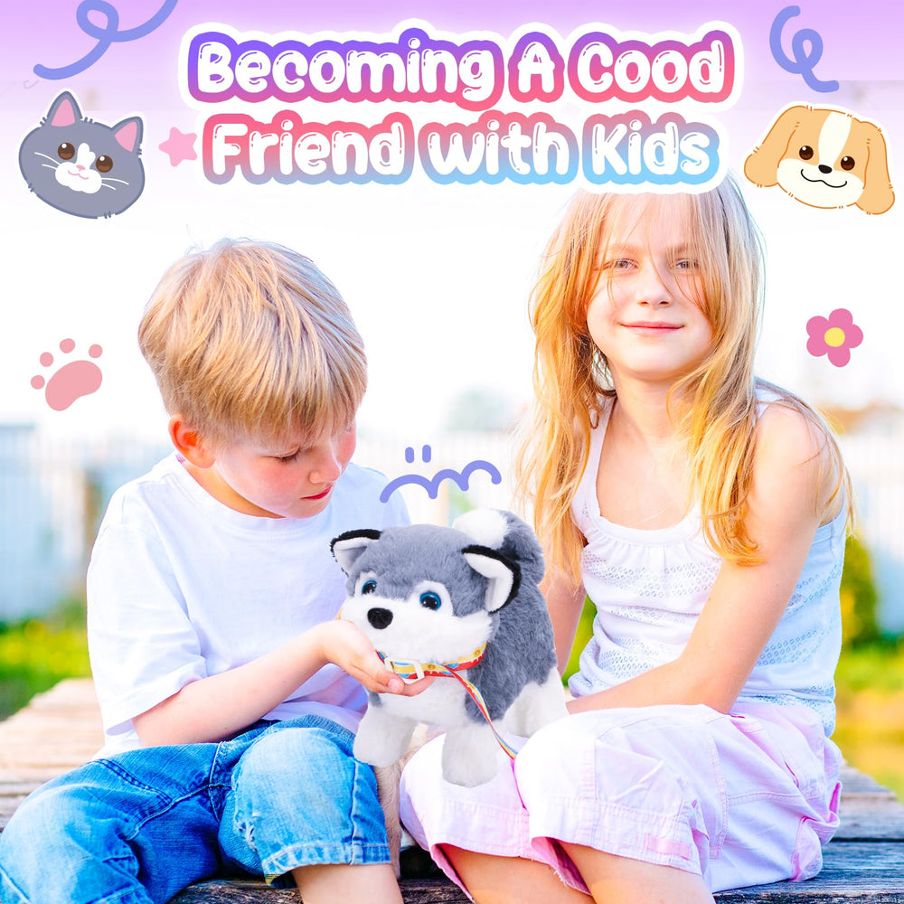 Tagitary plush dog toy features soft plush material safe for children's hands.