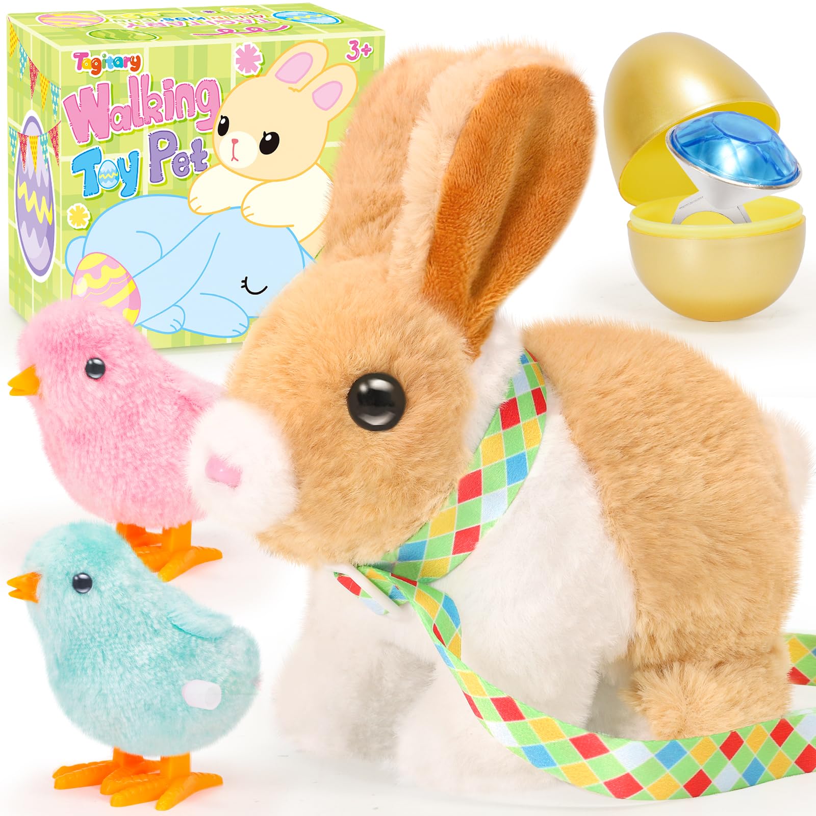 Tagitary plush Easter bunny close-up highlights soft fabric and durable stitching for kids.