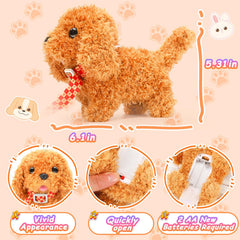 Tagitary plush puppy with leash enables guided pretend walks.