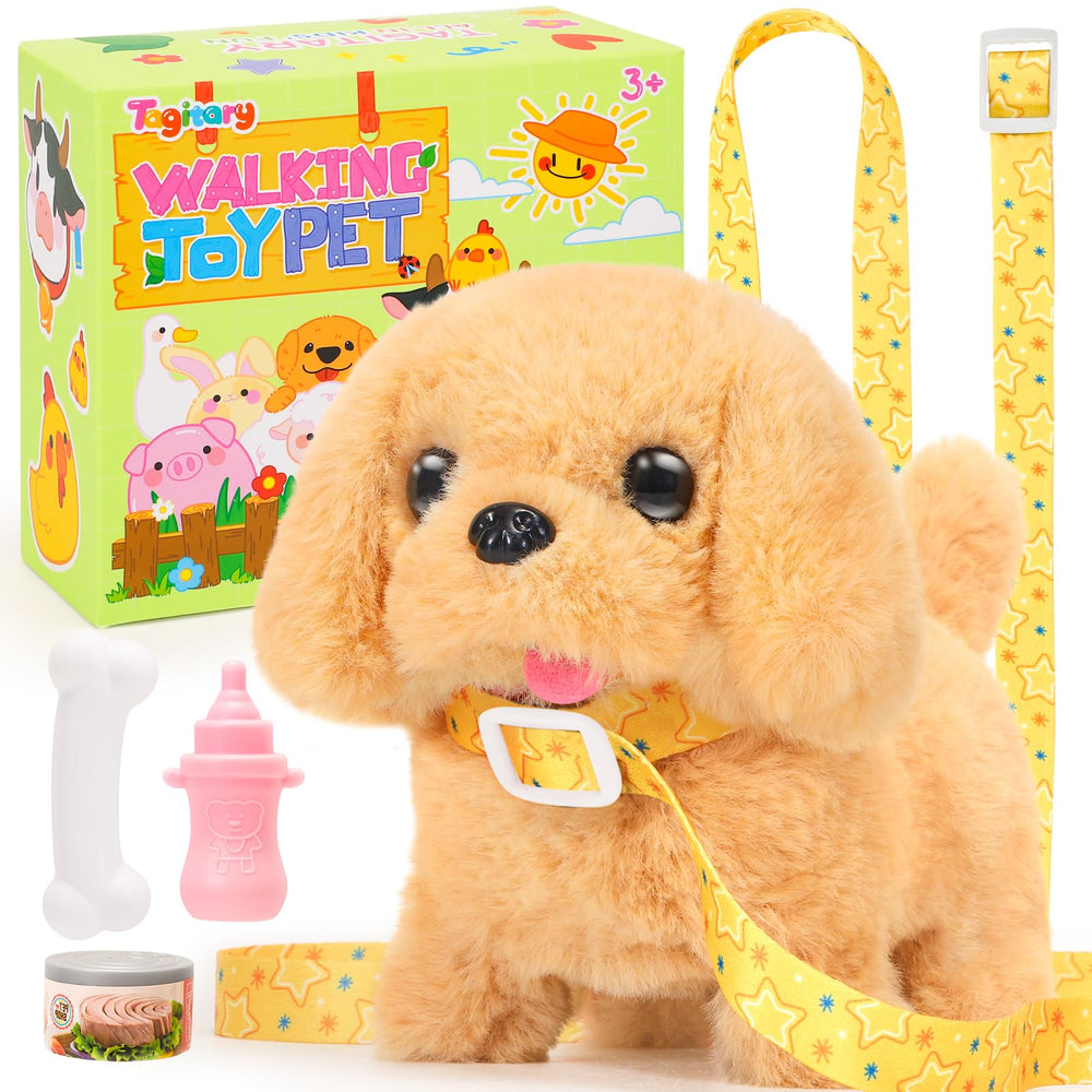 Tagitary plush walking dog toy in action, inviting playful interaction for toddlers.