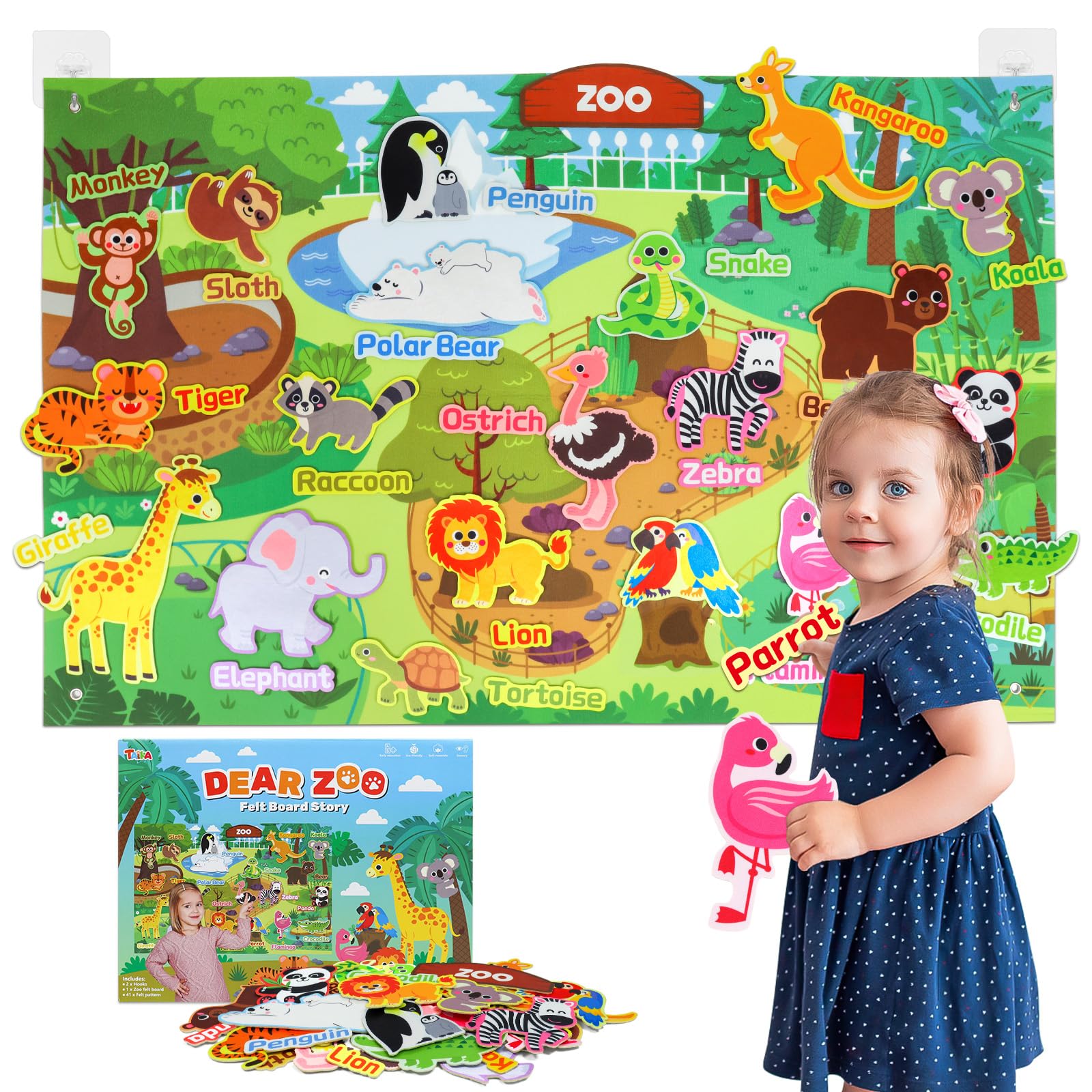 Taika Zoo Animals felt story board pieces for interactive learning and storytelling.
