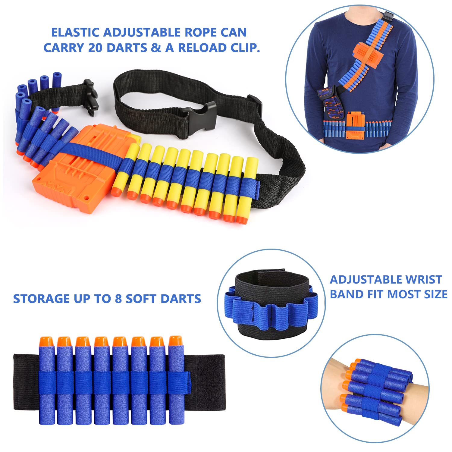 Taiker face masks included for comfortable protection during Nerf play.