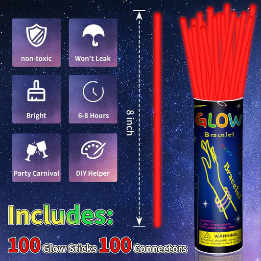 Taikula red glow sticks for vibrant bracelets and easy DIY décor