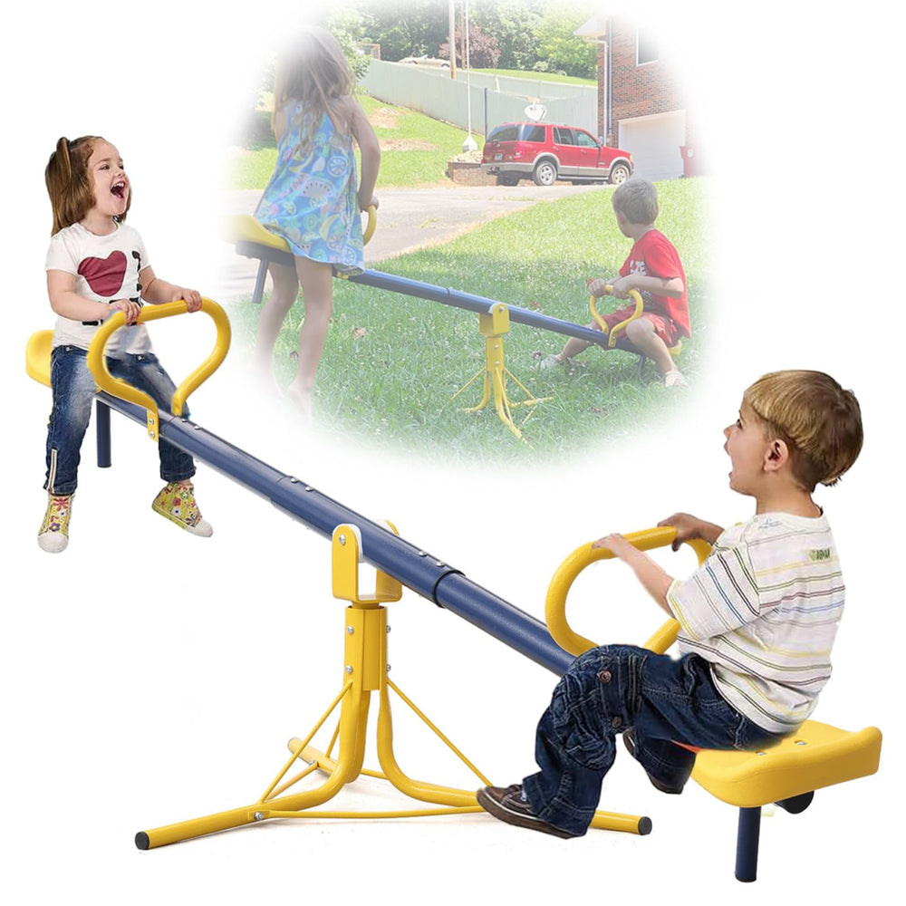 TAILERNRUYE seesaw with 360-degree rotation for dynamic outdoor play.