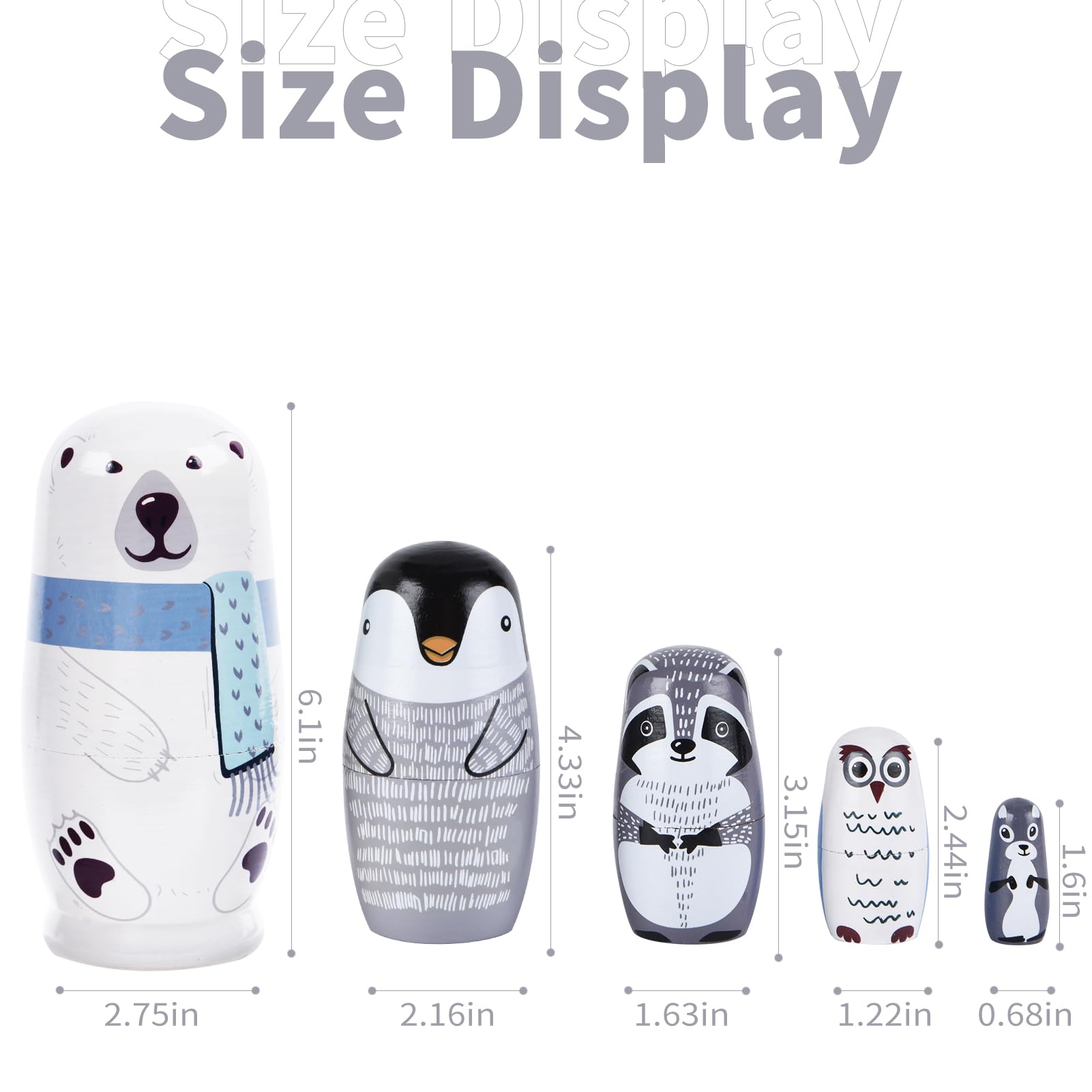 TAILERRI Nesting Dolls middle layer penguin pattern ideal for storytelling.