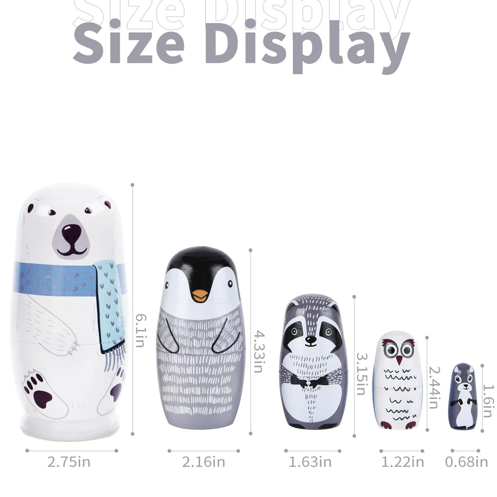 TAILERRI Nesting Dolls middle layer penguin pattern ideal for storytelling.