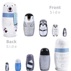 TAILERRI Nesting Dolls inner layer raccoon motif fosters constructive play.