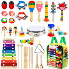 Taimasi kids musical instruments 33pcs full set with backpack for easy storage and travel