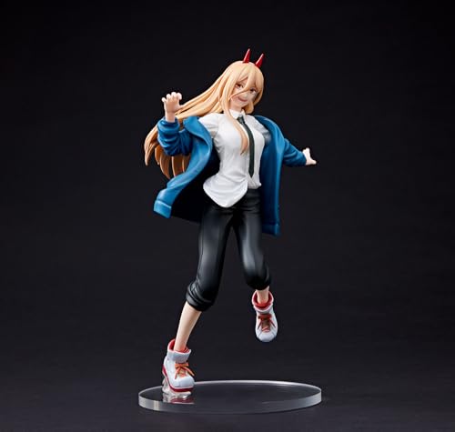 Taito Chainsaw Man Power Prize figure with base stand for stable display.