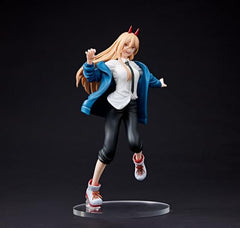 Taito Chainsaw Man Power Prize figure with base stand for stable display.