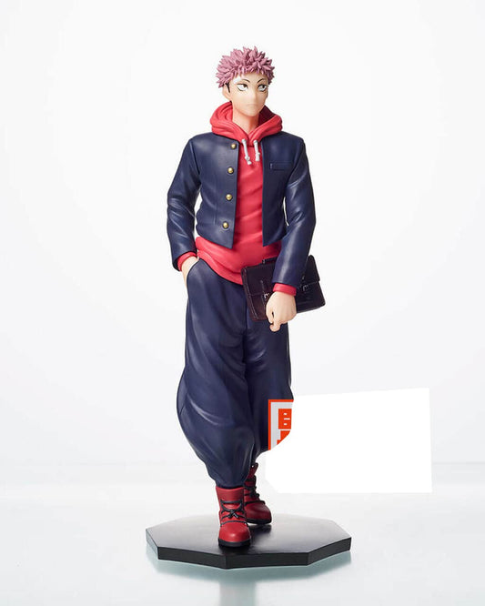 Taito Yuji figure on display stand for Jujutsu Kaisen fans and collectors.