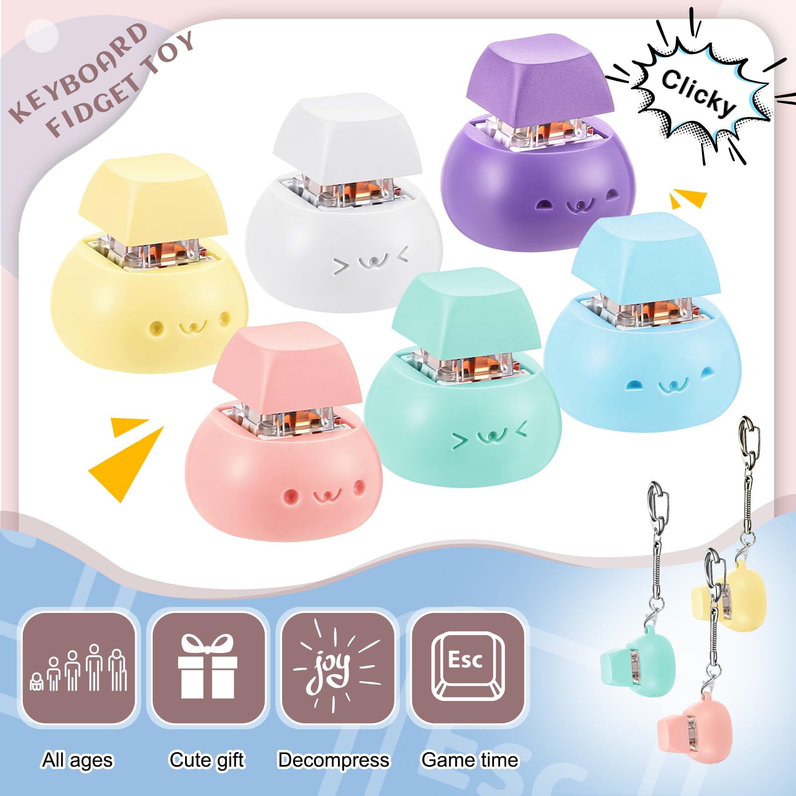 Taiyin Keyboard Toy Clicker macaron color palette with cheerful tactile colors