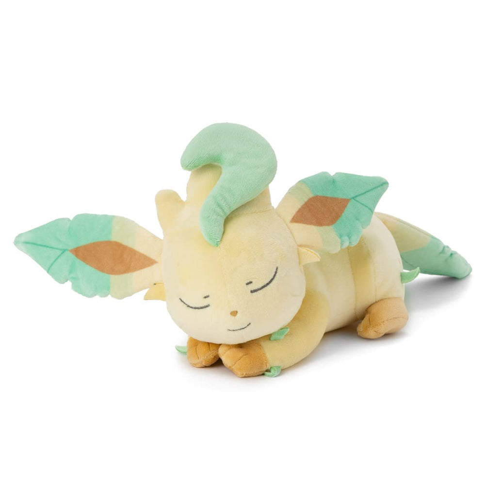 Takara Tomy Leafeon plush front view for cuddling and display.