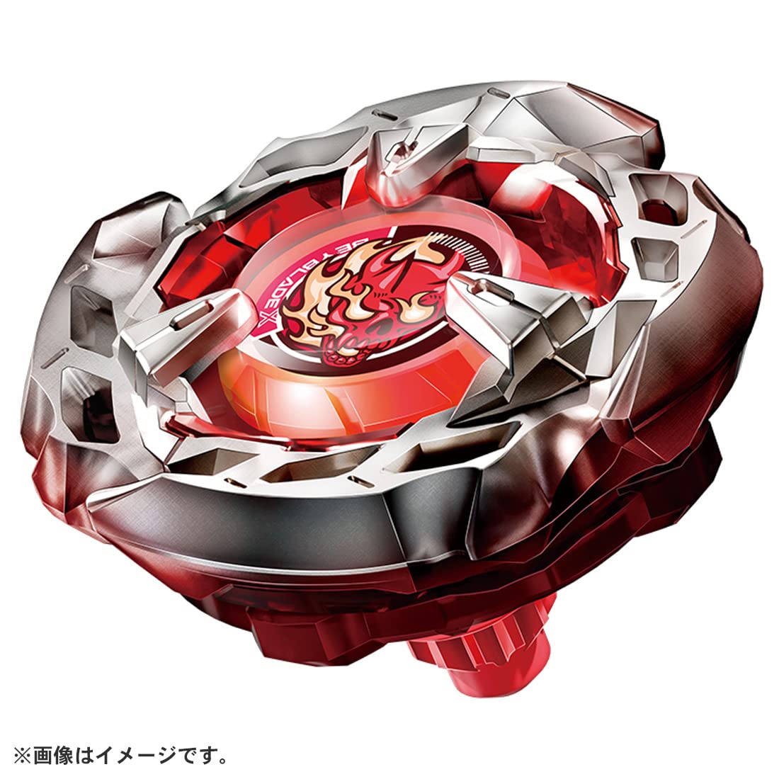 Takara Tomy Beyblade X BX-02 Hells ratchet ready for rapid spin starts.