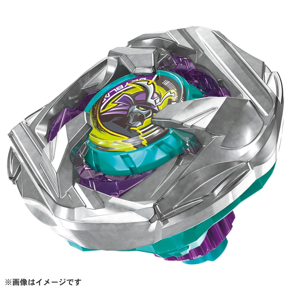 Takara Tomy Beyblade X BX-45 Samurai Caliber side profile showing balanced defense.