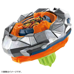 TAKARA TOMY Beyblade X UX-13 Golem Rock side view shows streamlined profile and grip-ready design.