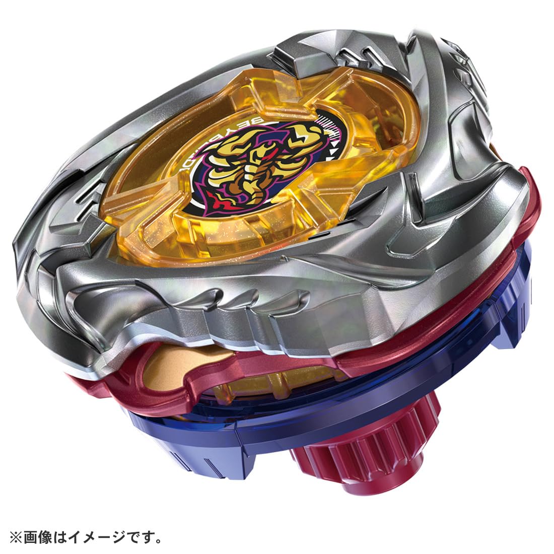 TAKARA TOMY Beyblade X UX-14 Scorpio Spear side view highlighting sturdy construction for durable play