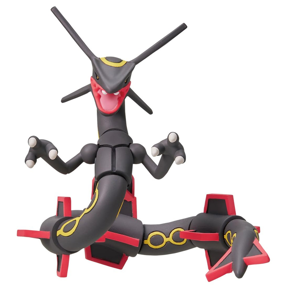 Takara Tomy Moncolle ML-31 Black Rayquaza back view highlights dynamic silhouette for shelf display.