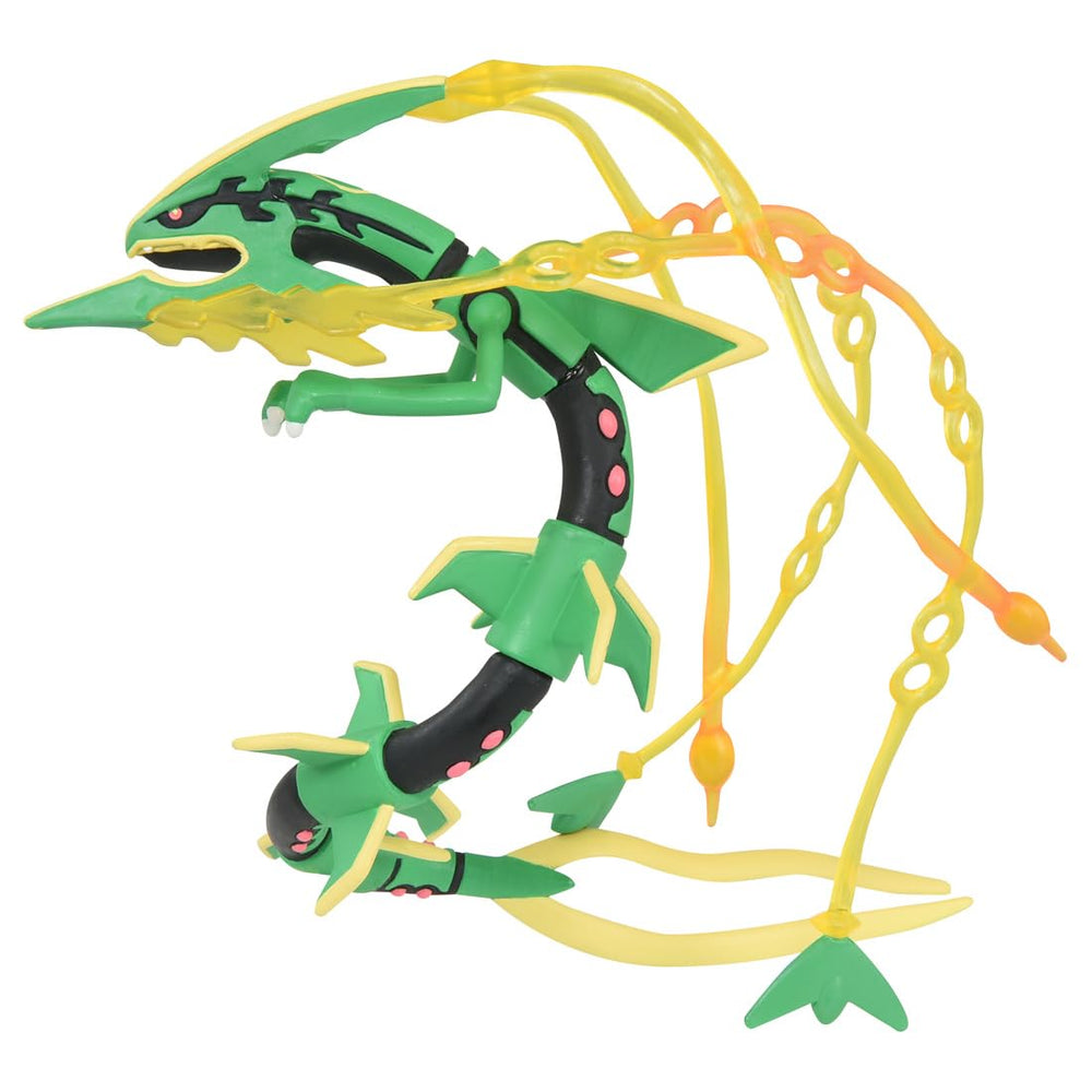 TAKARA TOMY Moncolle Mega Rayquaza head detail emphasizes intricate sculpting and pose.