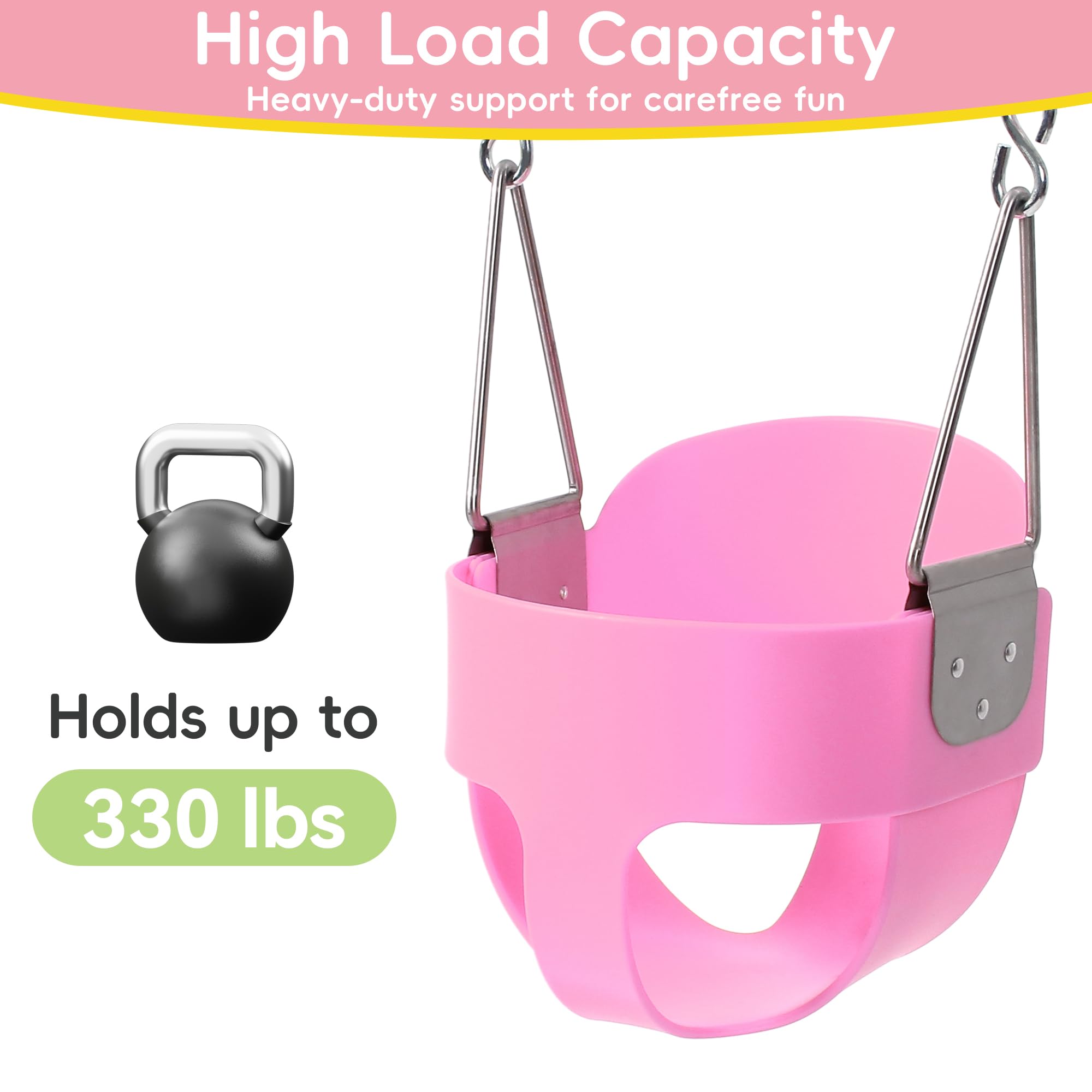 Take Me Away pink swing seat with 66 inch chains for adjustable height