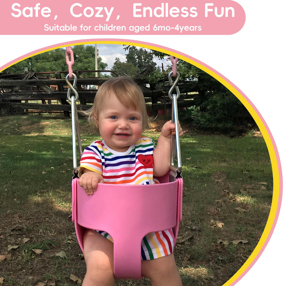Take Me Away pink swing seat featuring safety locks and durable build