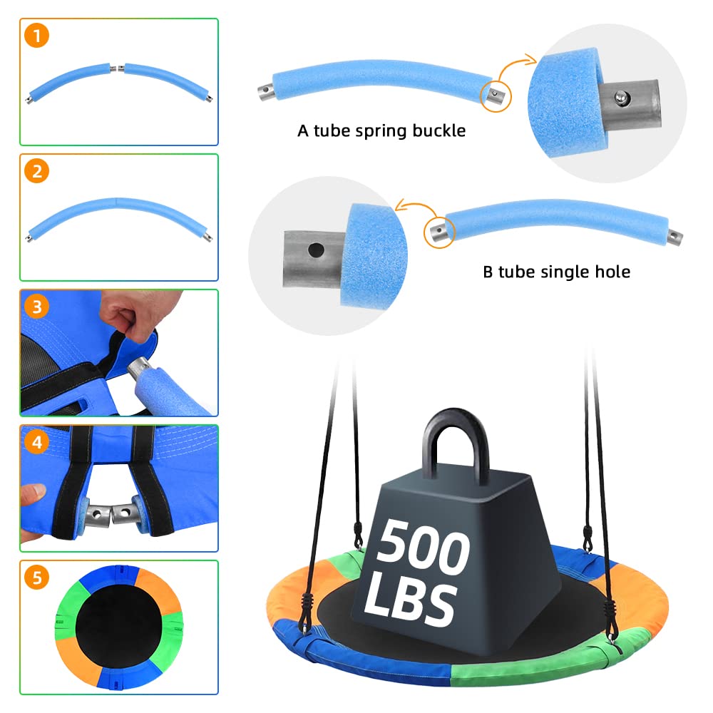 Take Me Away saucer tree swing seat close-up padded tubes for safety