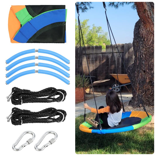 Take Me Away saucer tree swing seat in use with children outdoors