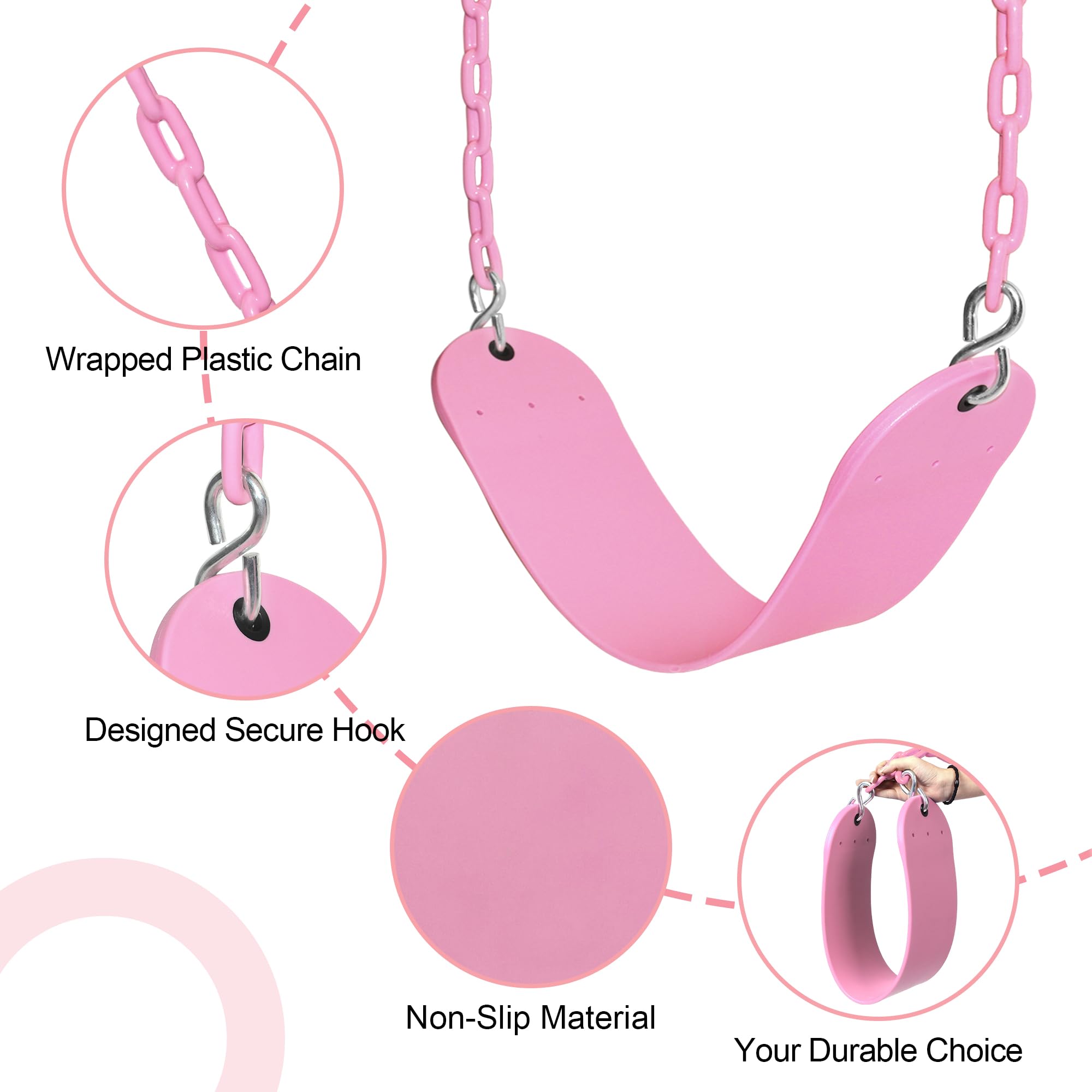 Take Me Away pink swing seat grommets secure durable mounting.