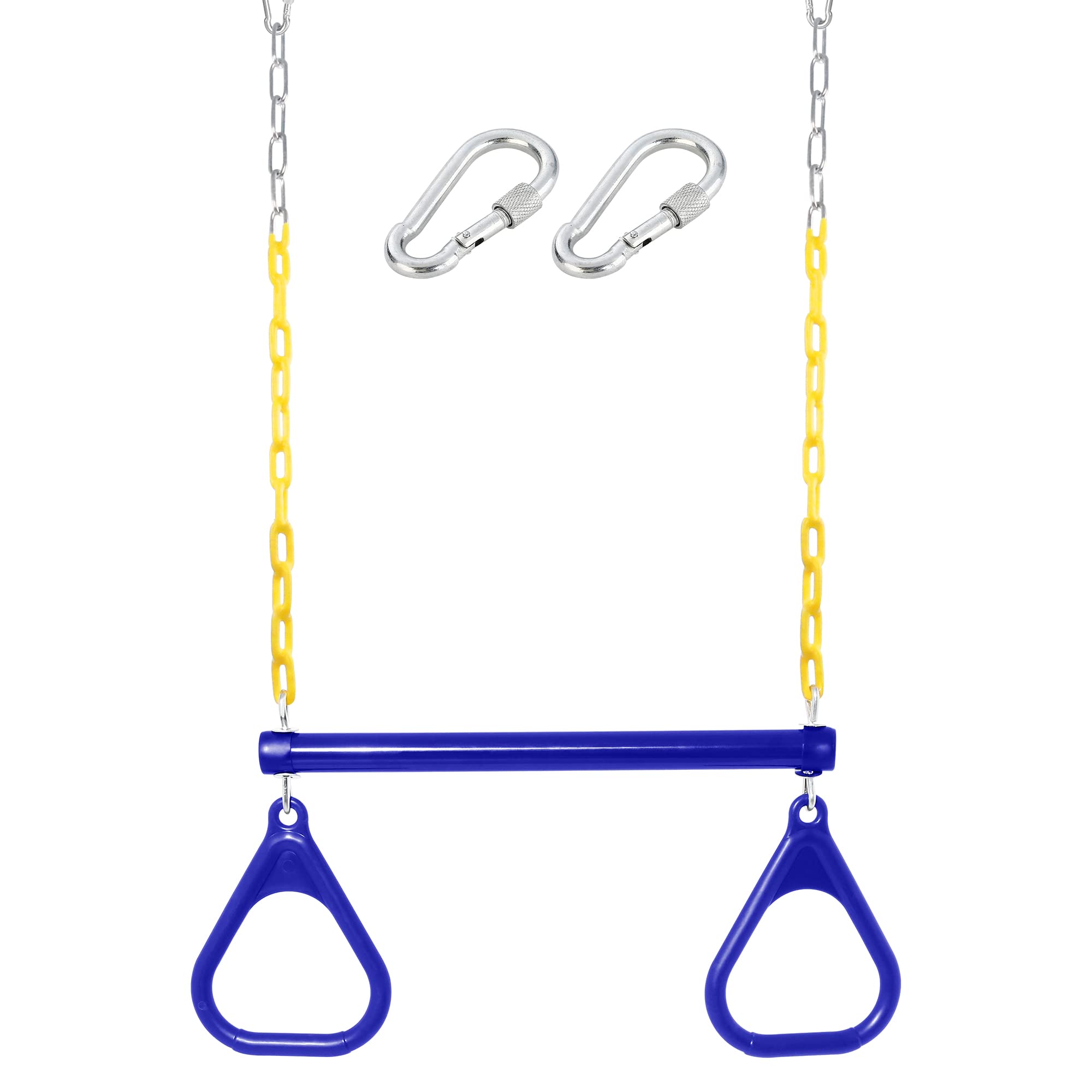 Take Me Away trapeze bar with rings for 18-inch setup encourages active backyard play.