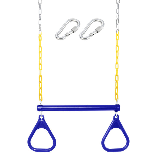 Take Me Away trapeze bar with rings for 18-inch setup encourages active backyard play.