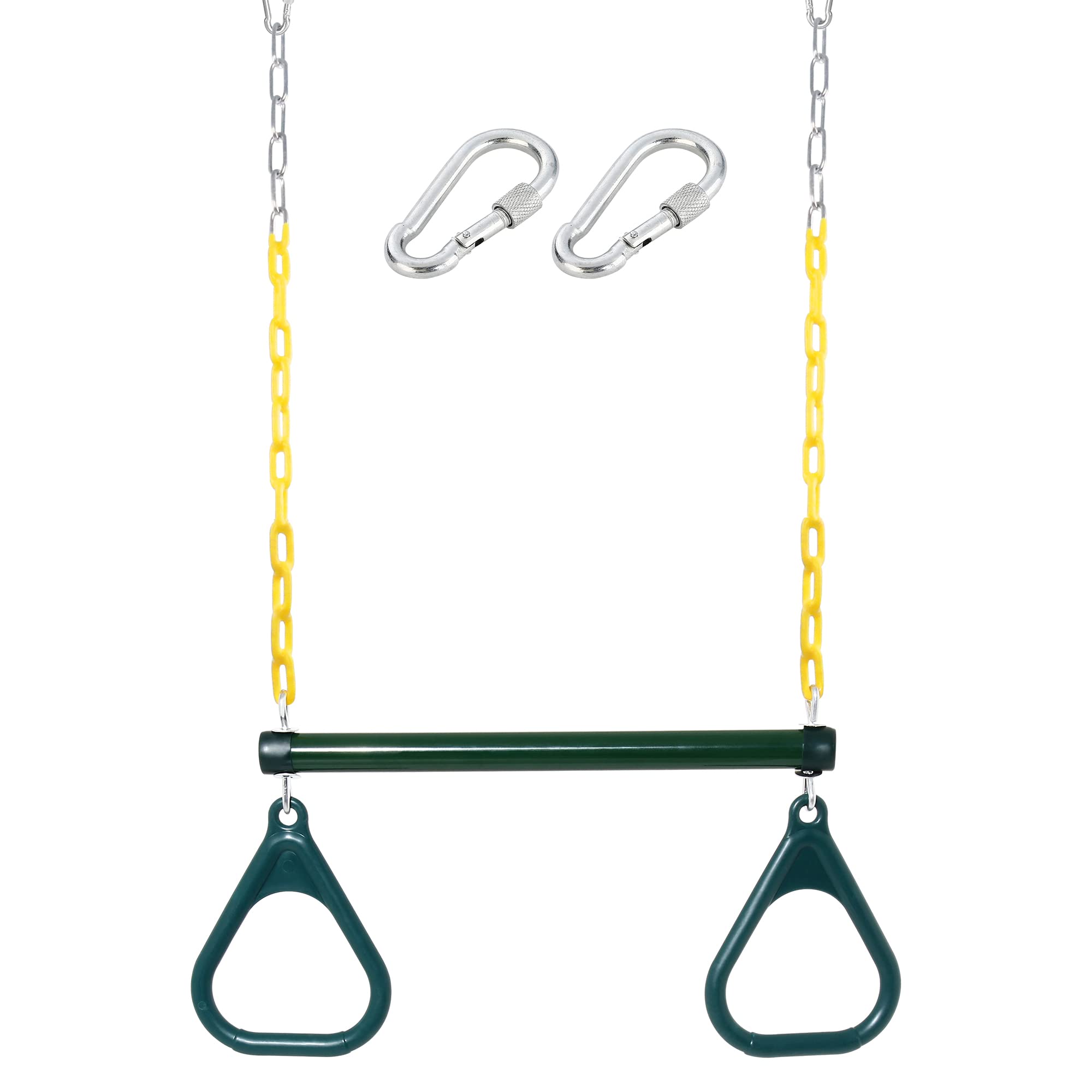 Take Me Away trapeze bar with rings for outdoor play.