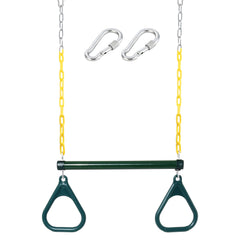 Take Me Away trapeze bar with rings for outdoor play.