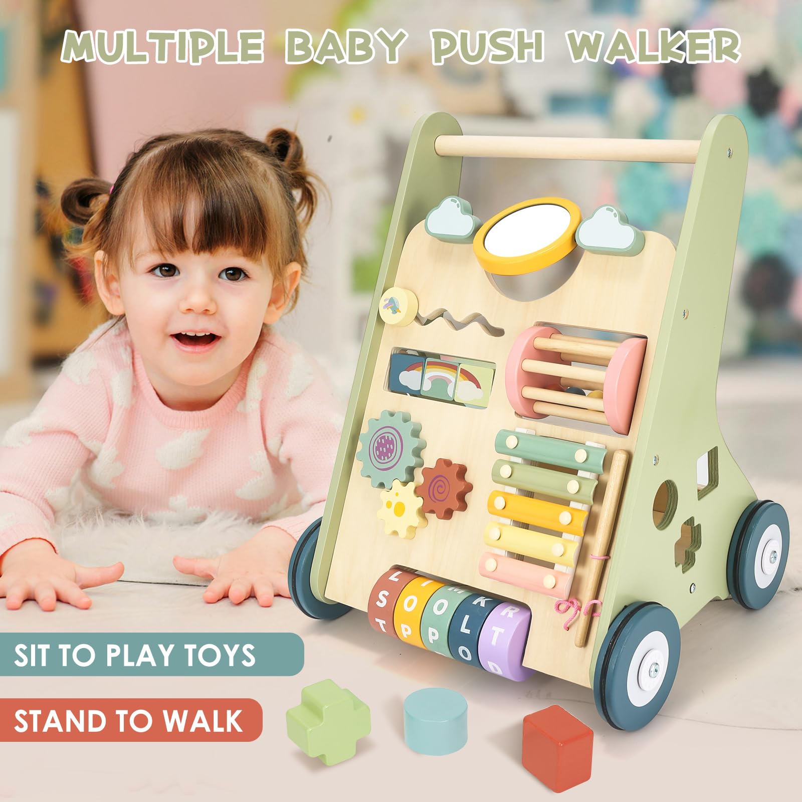 Takeeyce baby walker activity montessori engages senses through play.