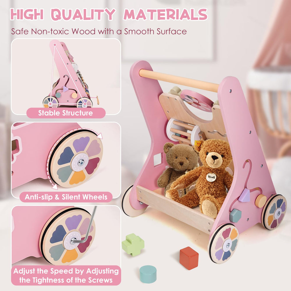 Takeeyce Montessori activities walker features engaging toys to stimulate early learning.