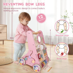 Takeeyce wooden walker uses FSC-certified materials with smooth, floor-safe wheels.