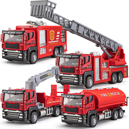 TAKGUD fire engine toy showcases durable metal cab for budding firefighters.