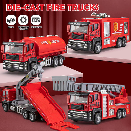 TAKGUD ladder fire truck toy highlights extendable ladder for imaginative rescues.