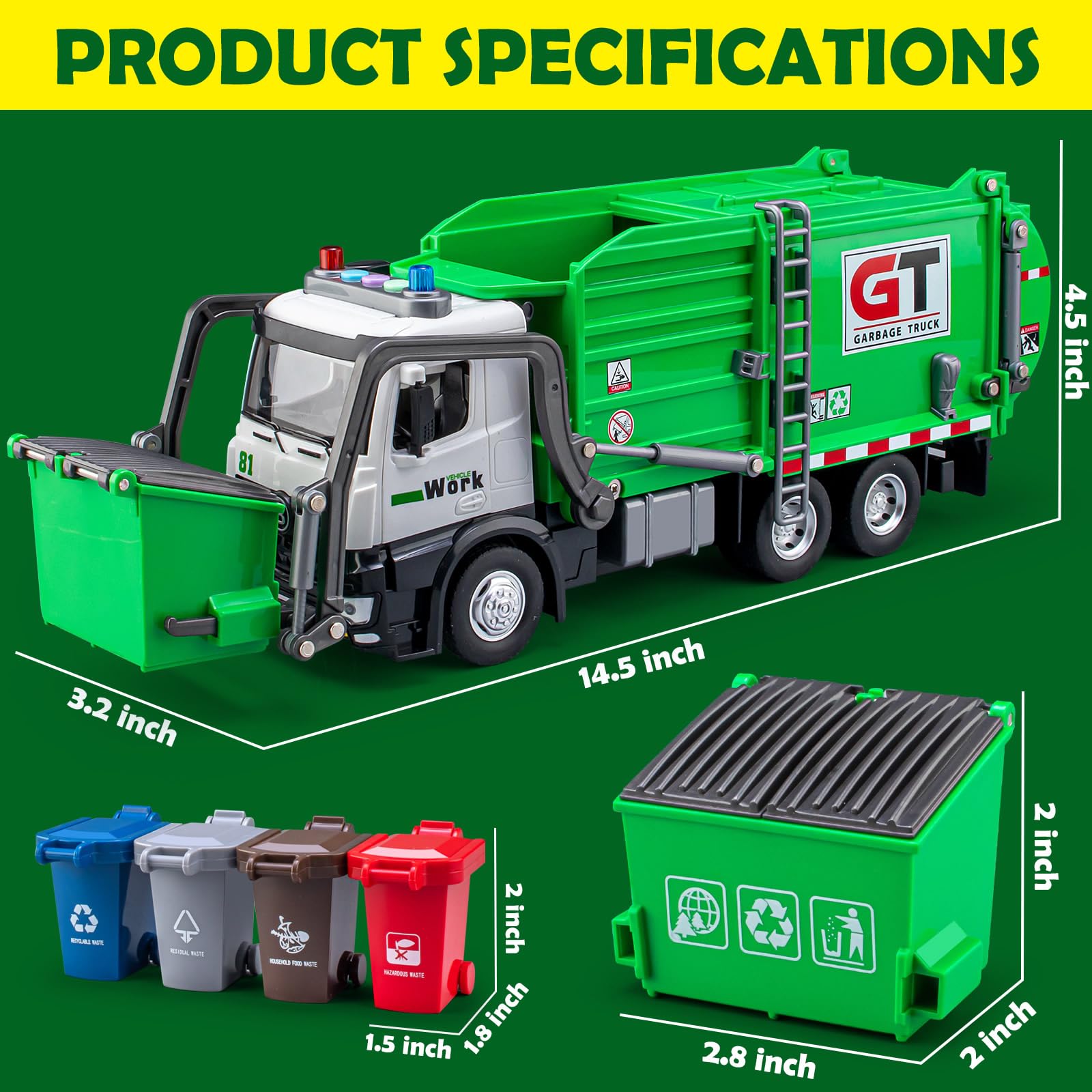 TAKGUD trash bin color green highlights organization in pretend recycling