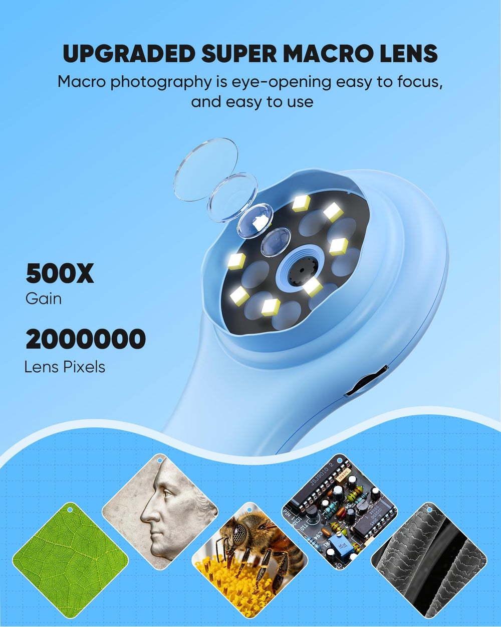 TAKMLY mini pocket microscope diamond-detail reveals facets for gemstone study